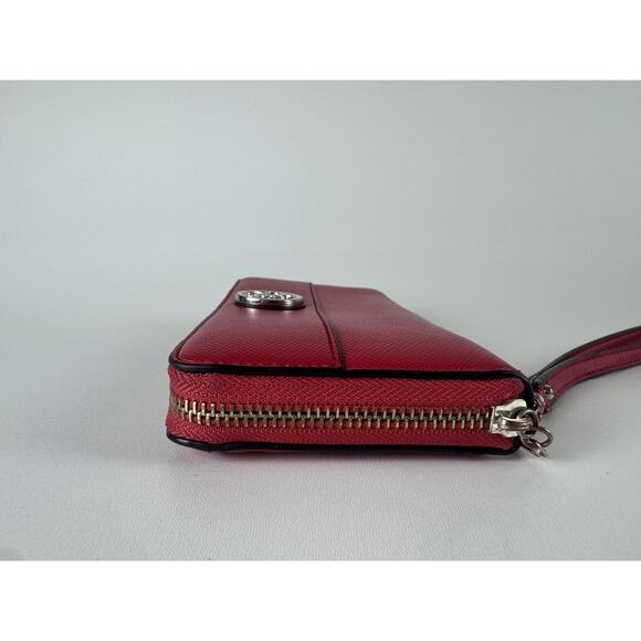 VTG Guess Wallet Womens Red Zip Around Wristlet Leather Logo Clutch Purse Bag - Picture 5 of 13